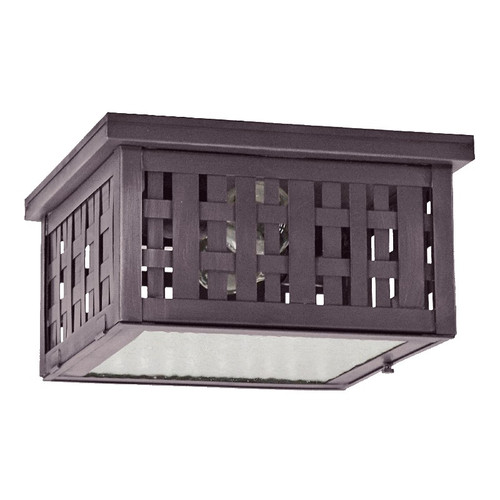 Northeast Lantern - 4404W-DB-MED2-CSG - Two Light Outdoor Flush Mount - Weave - Dark Brass