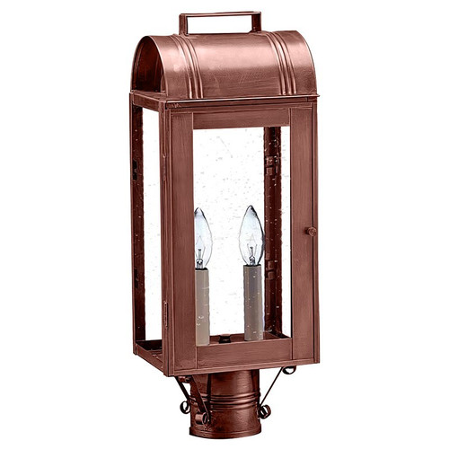 Northeast Lantern - 8033-AC-LT2-CSG - Two Light Post Mount - Livery - Antique Copper