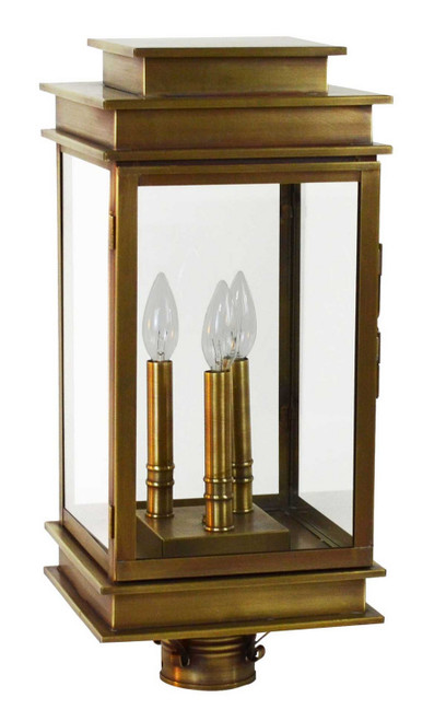 Northeast Lantern - 8933-AB-LT3-CLR - Three Light Post Mount - Empire - Antique Brass