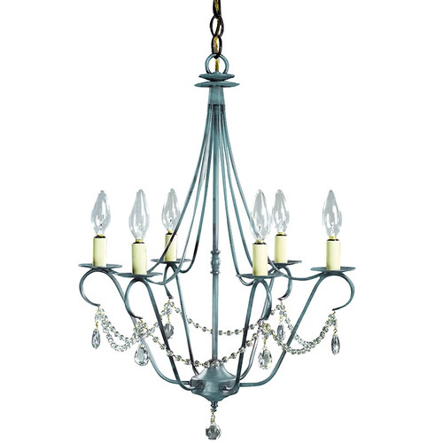 Northeast Lantern - 929-VG-LT6-CRY - Six Light Hanging Lantern - Chandelier - Verdi Gris