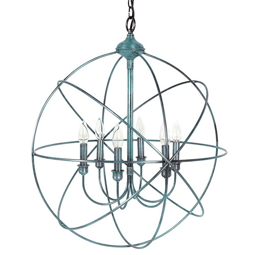 Northeast Lantern - CH908-VG-LT6 - Six Light Hanging Lantern - Orb - Verdi Gris