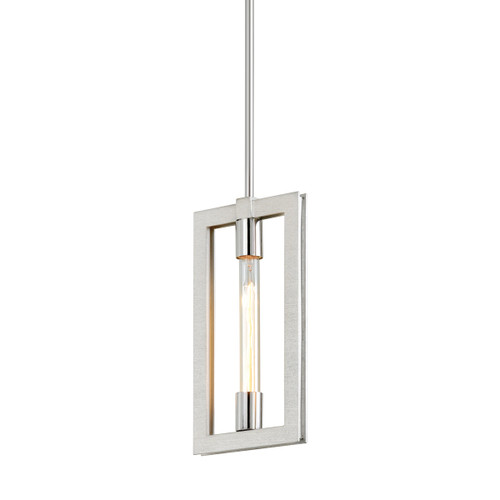 Troy Lighting - F7103-SL/SS - One Light Pendant - Enigma - Silver Leaf W Stainless Acc