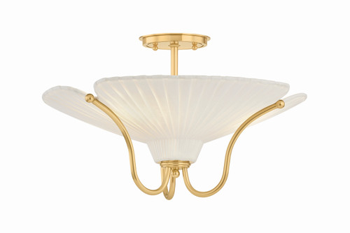 Hudson Valley - AH4619-AGB - Three Light Semi Flush Mount - Gerhard - Aged Brass