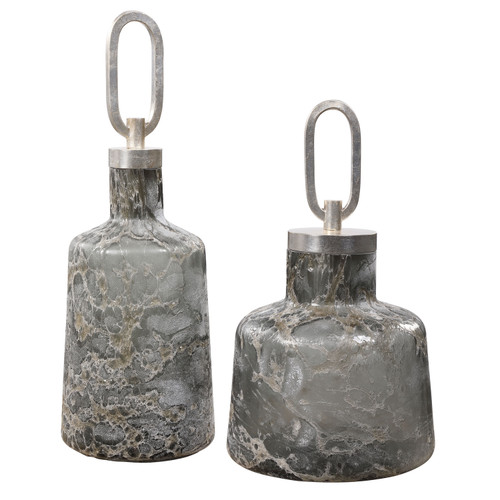 Uttermost - 17840 - Bottles S/2 - Storm - Charcoal Taupe And Silver