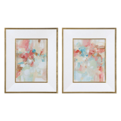 Uttermost - 41557 - Wall Art - A Touch Of Blush And Rosewood Fences - Gold Leaf