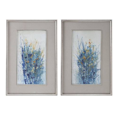 Uttermost - 41558 - Wall Art - Indigo Florals - Gray Linen