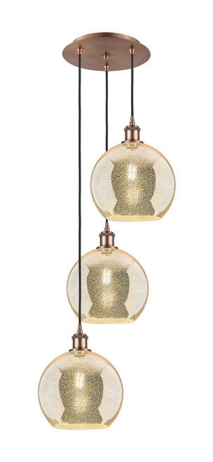 Innovations - 113B-3P-AC-G128-10 - Three Light Pendant - Ballston - Antique Copper
