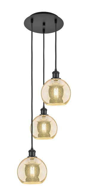 Innovations - 113B-3P-BK-G128-8 - Three Light Pendant - Ballston - Matte Black