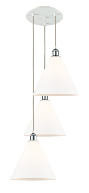 Innovations - 113B-3P-WPC-GBC-121 - LED Pendant - Ballston - White Polished Chrome
