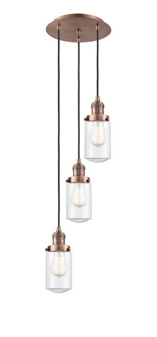 Innovations - 113F-3P-AC-G312 - Three Light Pendant - Franklin Restoration - Antique Copper
