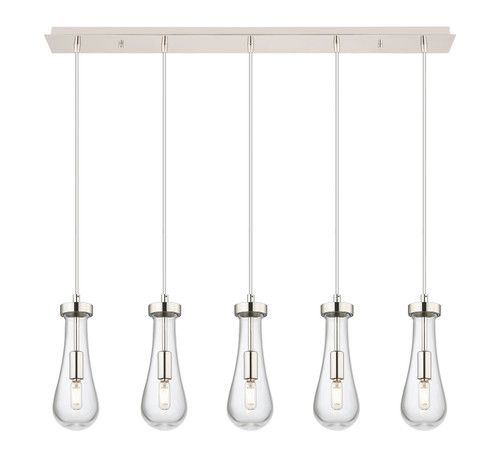 Innovations - 125-451-1P-PN-G451-4CL - Five Light Linear Pendant - Downtown Urban - Polished Nickel
