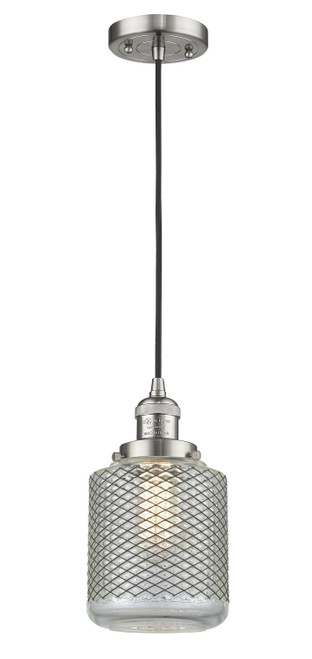 manufacturer_finish:Brushed Satin Nickel|manufacturer_glass:Clear Wire Mesh Stanton|light_source:LED|light_output:220.00lm|color_temperature:2200K|cri:99