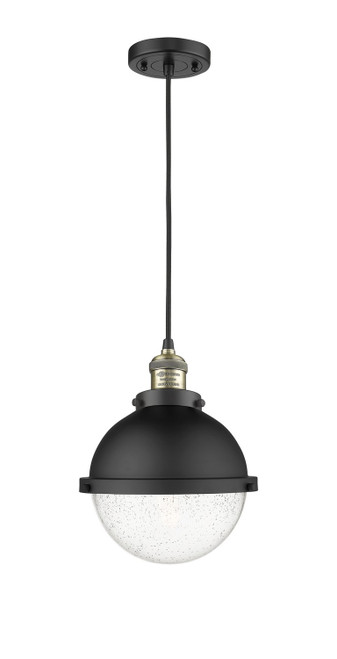 Innovations - 201C-BAB-HFS-84-BK-LED - LED Mini Pendant - Franklin Restoration - Black Antique Brass