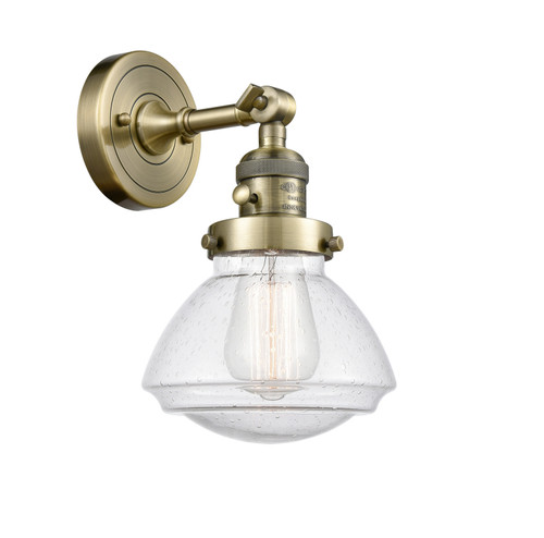 manufacturer_finish:Antique Brass|manufacturer_glass:Seedy Olean|light_output:245.00lm|color_temperature:2100K|cri:98