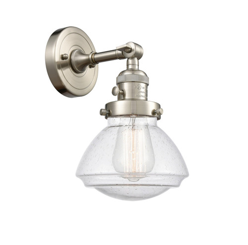 manufacturer_finish:Brushed Satin Nickel|manufacturer_glass:Seedy Olean|light_output:500.00lm|color_temperature:2700K|cri:82