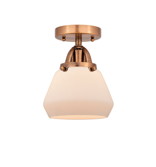 manufacturer_finish:Antique Copper|manufacturer_glass:Cased Matte White Fulton|light_output:220.00lm|color_temperature:2200K|cri:99