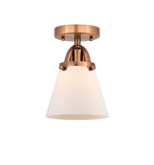manufacturer_finish:Antique Copper|manufacturer_glass:Matte White Cased Small Cone|light_output:220.00lm|color_temperature:2200K|cri:99