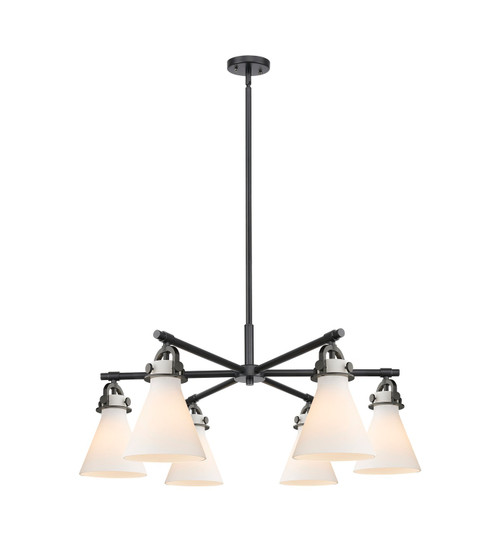 Innovations - 410-6CR-BK-G411-7WH - Six Light Chandelier - Downtown Urban - Matte Black
