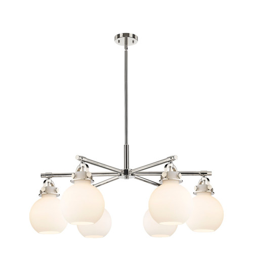 Innovations - 410-6CR-PN-G410-7WH - Six Light Chandelier - Downtown Urban - Polished Nickel