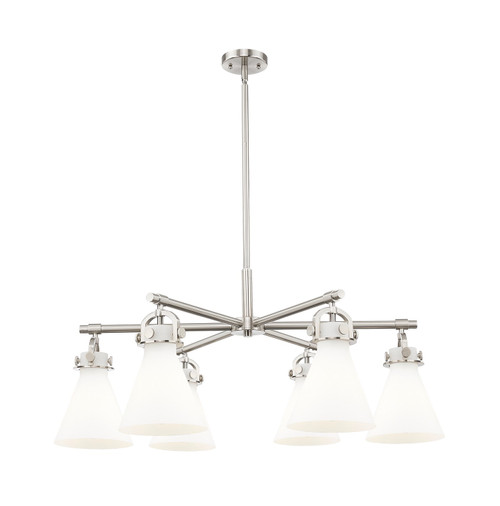 Innovations - 410-6CR-SN-G411-7WH - Six Light Chandelier - Downtown Urban - Satin Nickel