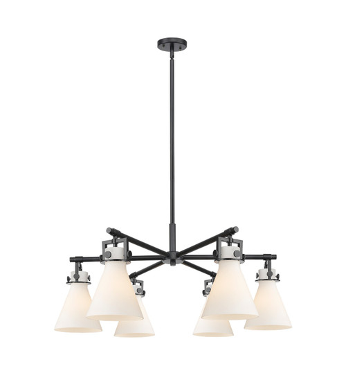 Innovations - 411-6CR-BK-G411-7WH - Six Light Chandelier - Downtown Urban - Matte Black