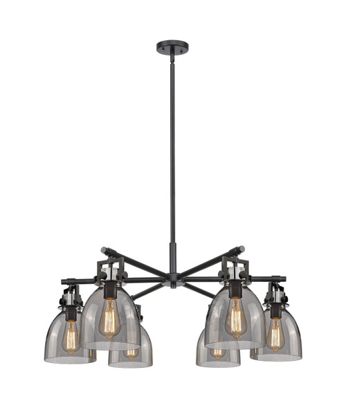Innovations - 411-6CR-BK-G412-7SM - Six Light Chandelier - Downtown Urban - Matte Black