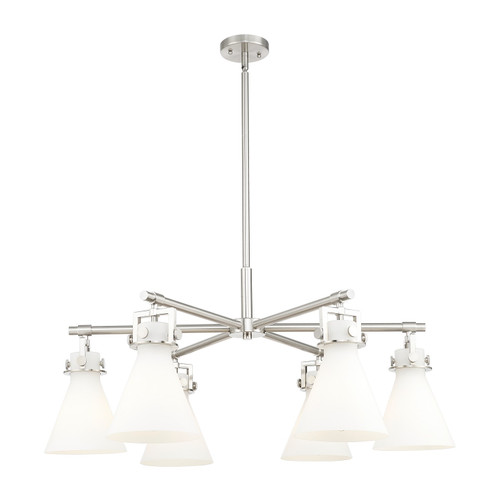 Innovations - 411-6CR-SN-G411-7WH - Six Light Chandelier - Downtown Urban - Satin Nickel