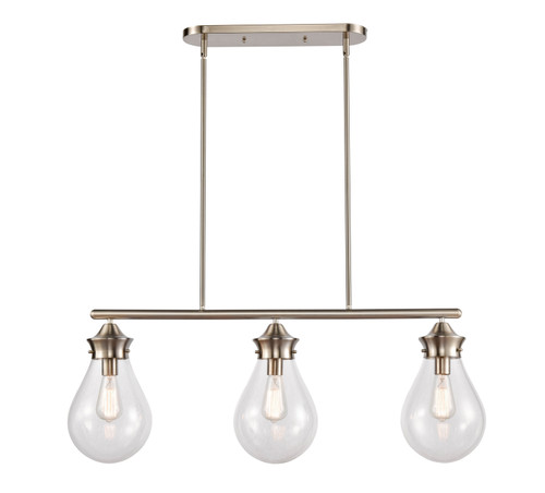 Innovations - 414-3I-SN-8CL-LED - Three Light Island Pendant - Satin Nickel