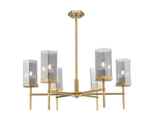 Innovations - 463-6CR-BB-G463-8SM - Six Light Chandelier - Downtown Urban - Brushed Brass