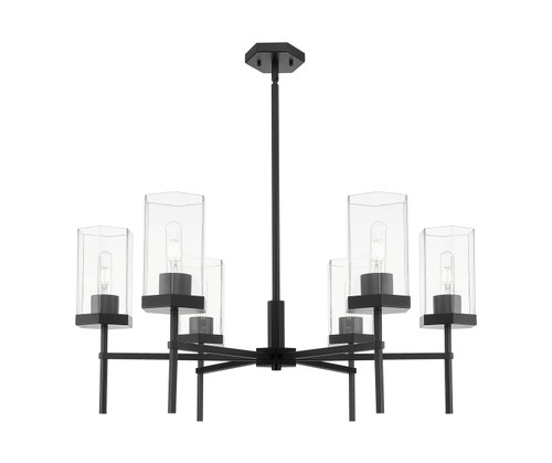 Innovations - 463-6CR-BK-G463-8CL - Six Light Chandelier - Downtown Urban - Matte Black