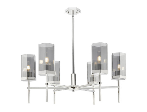 Innovations - 463-6CR-PN-G463-8SM - Six Light Chandelier - Downtown Urban - Polished Nickel