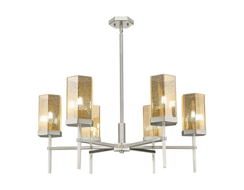 Innovations - 463-6CR-SN-G463-8ME - Six Light Chandelier - Downtown Urban - Satin Nickel