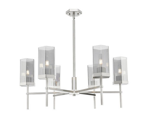 Innovations - 463-6CR-SN-G463-8SM - Six Light Chandelier - Downtown Urban - Satin Nickel
