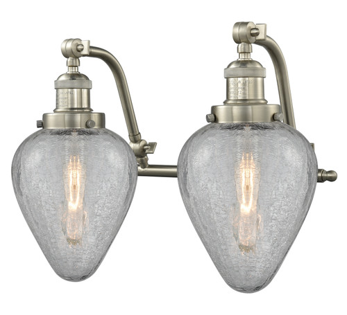 manufacturer_finish:Brushed Satin Nickel|manufacturer_glass:Clear Crackle Geneseo|light_source:LED|light_output:220.00lm|color_temperature:2200K|cri:99