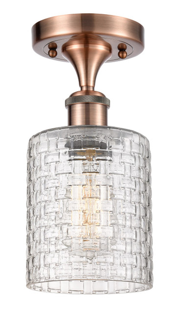 manufacturer_finish:Antique Copper|manufacturer_glass:Clear Basket Weave Cobbleskill|light_output:220.00lm|color_temperature:2200K|cri:99