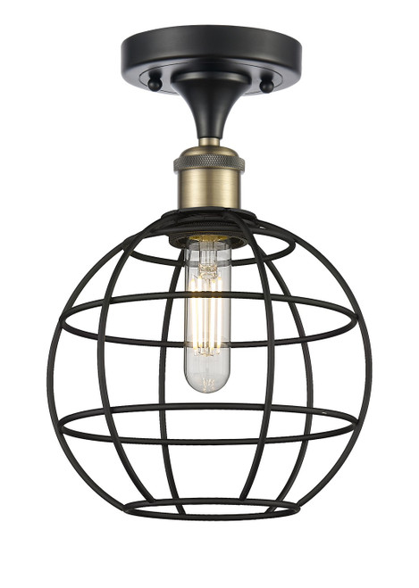 Innovations - 516-1C-BAB-CE-8-BK - LED Semi-Flush Mount - Ballston - Black Antique Brass