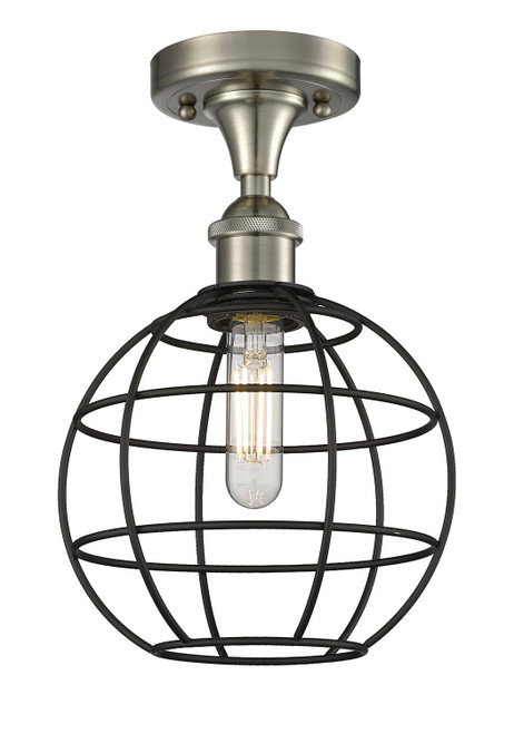 Innovations - 516-1C-SN-CE-8-BK - LED Semi-Flush Mount - Ballston - Satin Nickel