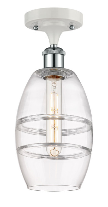 Innovations - 516-1C-WPC-G557-6CL - One Light Semi-Flush Mount - Ballston - White Polished Chrome