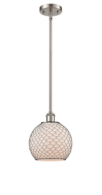manufacturer_finish:Brushed Satin Nickel|manufacturer_glass:White Farmhouse Glass with Black Chicken Wire|light_source:Incandescent|light_output:220.00lm|color_temperature:2200K|cri:99
