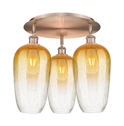 Innovations - 516-3C-AC-G484-7AM - Three Light Semi-Flush Mount - Ballston - Antique Copper