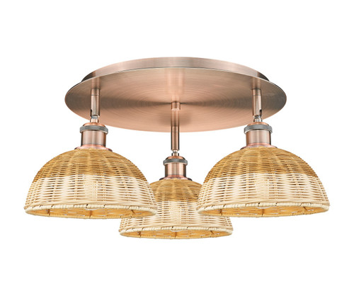 Innovations - 516-3C-AC-NBD2-9-NAT - Three Light Semi-Flush Mount - Ballston - Antique Copper