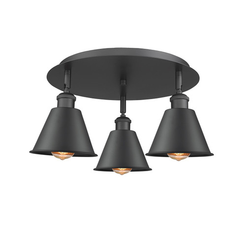 Innovations - 516-3C-BK-M8-BK - Three Light Semi-Flush Mount - Ballston - Matte Black