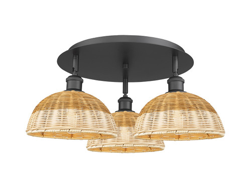 Innovations - 516-3C-BK-NBD2-9-NAT - Three Light Semi-Flush Mount - Ballston - Matte Black