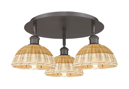 Innovations - 516-3C-OB-NBD2-75-NAT - Three Light Semi-Flush Mount - Ballston - Oil Rubbed Bronze