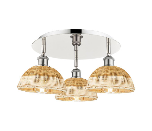 Innovations - 516-3C-PN-NBD2-75-NAT - Three Light Semi-Flush Mount - Ballston - Polished Nickel
