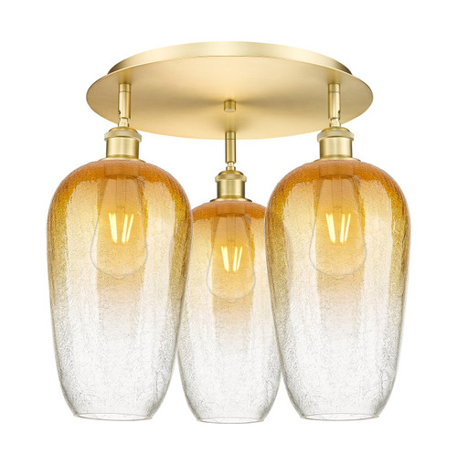 Innovations - 516-3C-SG-G484-7AM - Three Light Semi-Flush Mount - Ballston - Satin Gold