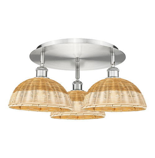 Innovations - 516-3C-SN-NBD2-9-NAT - Three Light Semi-Flush Mount - Ballston - Satin Nickel