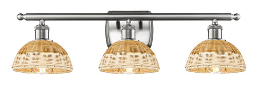 Innovations - 516-3W-SN-NBD2-75-NAT - Three Light Bath Vanity - Ballston - Brushed Satin Nickel