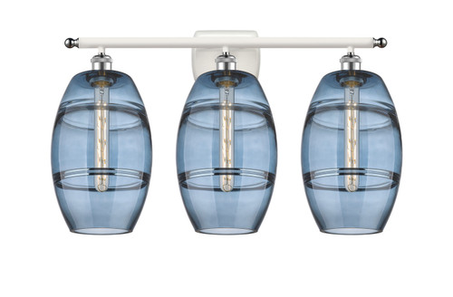 Innovations - 516-3W-WPC-G557-8BL - Three Light Bath Vanity - Ballston - White Polished Chrome