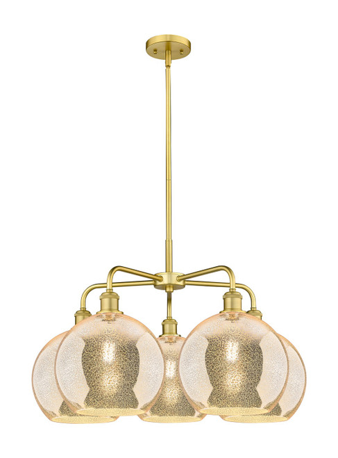 Innovations - 516-5CR-SG-G128-10 - Five Light Chandelier - Ballston - Satin Gold